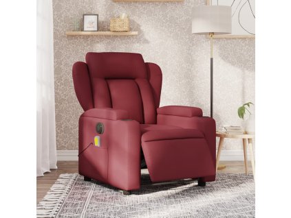 vidaXL Elektrické sklápacie masážne kreslo vínové látka
