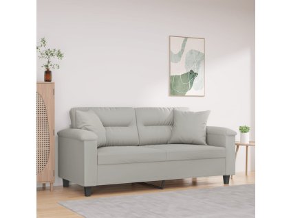 vidaXL 2-miestna pohovka s vankúšmi bledosivá 140 cm mikrovlákno