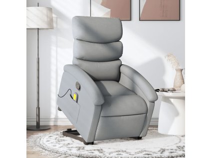 vidaXL Zdvíhacie a sklápacie masážne kreslo bledosivé látka