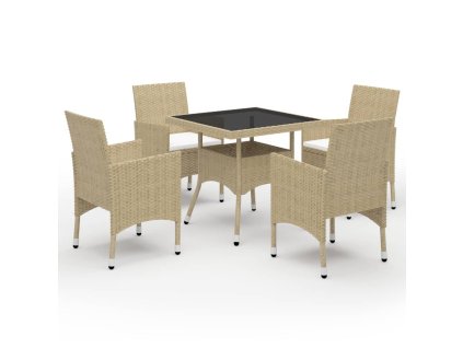 vidaXL 5-dielna záhradná jedálenská súprava polyratan a sklo béžová