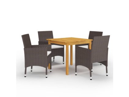 vidaXL 5-dielna záhradná jedálenská súprava hnedá