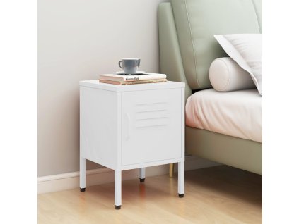 vidaXL Nočný stolík biely 35x35x51 cm oceľ