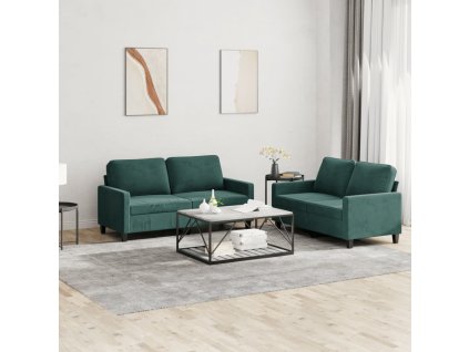 vidaXL 2-dielna sedacia súprava s vankúšmi tmavozelené zamat