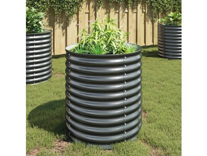 vidaXL Vyvýšený záhradný záhon 80x80x81 cm, pozinkovaná oceľ, sivý