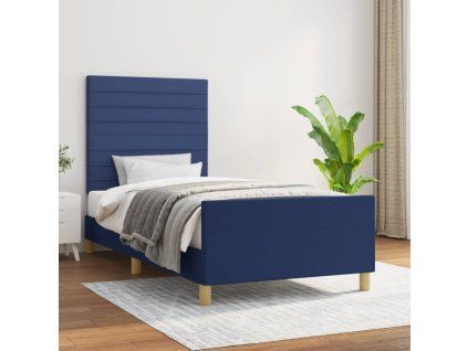 vidaXL Posteľný rám s čelom modrý 100x200 cm látka