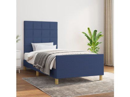 vidaXL Posteľný rám s čelom modrý 100x200 cm látka