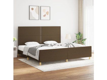vidaXL Posteľný rám s čelom tmavohnedý 200x200 cm látka
