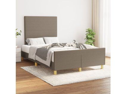 vidaXL Posteľný rám s čelom sivohnedý 120x200 cm látka