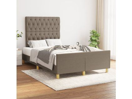 vidaXL Posteľný rám s čelom sivohnedý 120x200 cm látka