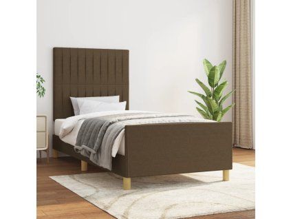 vidaXL Posteľný rám s čelom tmavohnedý 100x200 cm látka