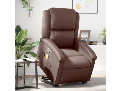 vidaXL Zdvíhacie masážne sklápacie kreslo hnedé umelá koža