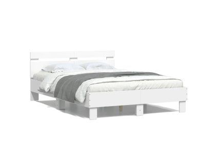 vidaXL Posteľný rám s čelom biely 135x190 cm kompozitné drevo