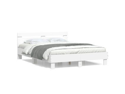 vidaXL Posteľný rám s čelom biely 140x190 cm kompozitné drevo
