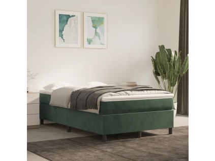 vidaXL Posteľný rám na boxspring tmavozelený 120x200 cm zamat
