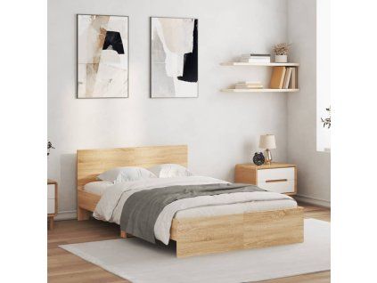 vidaXL Posteľný rám s čelom dub sonoma 120x190 cm
