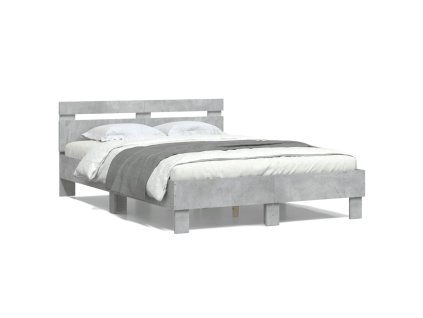 vidaXL Posteľný rám s čelom betónovo sivý 120x190 cm kompozitné drevo