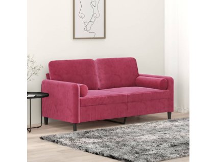 vidaXL 2-miestna pohovka s vankúšmi vínovočervená 140 cm zamat