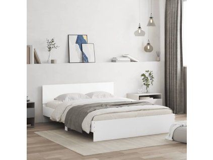vidaXL Posteľný rám s čelom biely 140x190 cm