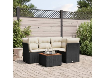 vidaXL 5-dielna záhradná súprava pohoviek s vankúšmi čierna polyratan