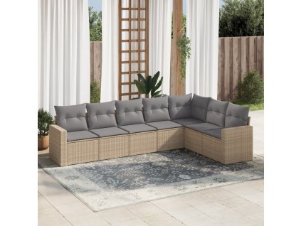 vidaXL 7-dielna záhradná sedacia súprava a vankúše béžová polyratan