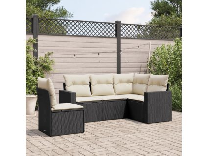 vidaXL 5-dielna záhradná súprava pohoviek s vankúšmi čierna polyratan