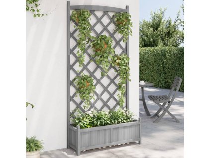 vidaXL Kvetináč s mriežkou sivý masívna jedľa