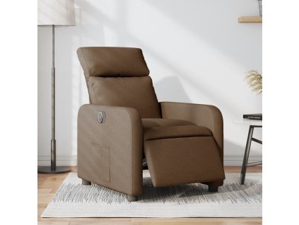 vidaXL Elektrické sklápacie kreslo hnedé látkové