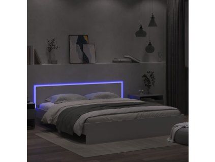 vidaXL Posteľný rám s čelom a LED biely 200x200 cm