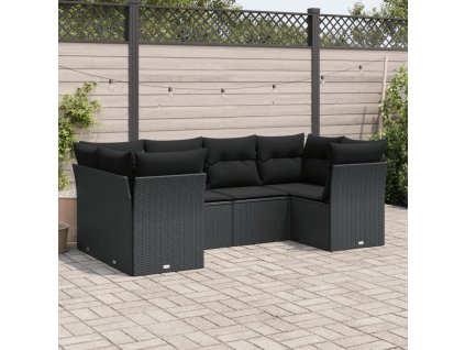 vidaXL 6-dielna záhradná súprava pohoviek s vankúšmi čierna polyratan