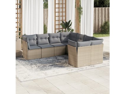 vidaXL 8-dielna záhradná súprava pohoviek s vankúšmi béžová polyratan