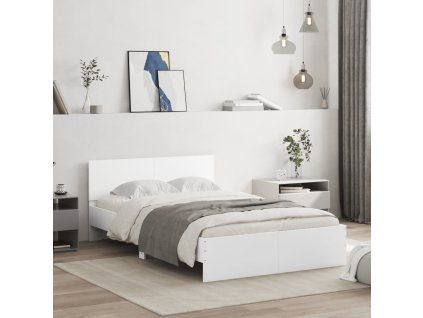 vidaXL Posteľný rám s čelom biely 135x190 cm