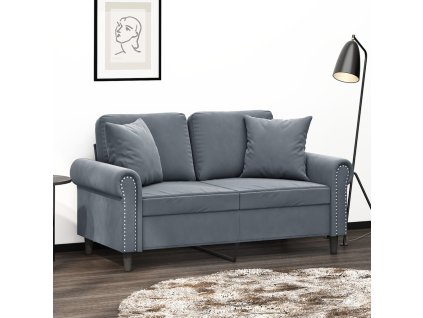 vidaXL 2-miestna pohovka s vankúšmi tmavosivá 120 cm zamat