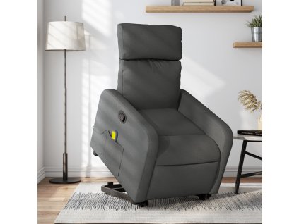 vidaXL Zdvíhacie a sklápacie masážne kreslo tmavosivé látka