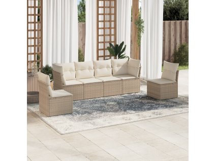 vidaXL 6-dielna záhradná súprava pohoviek s vankúšmi béžová polyratan