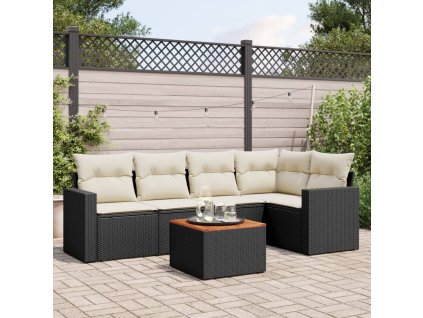 vidaXL 6-dielna záhradná súprava pohoviek s vankúšmi čierna polyratan