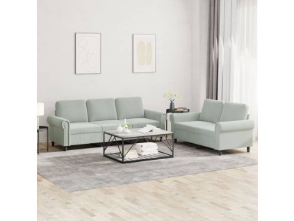 vidaXL 2-dielna sedacia súprava s vankúšmi bledosivá zamat