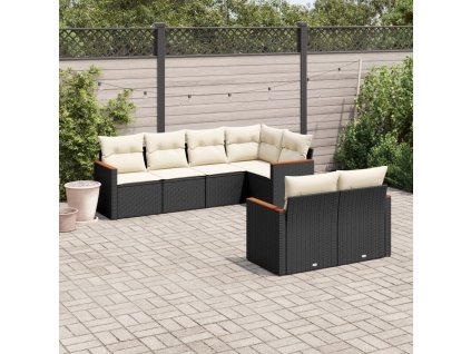 vidaXL 7-dielna záhradná súprava pohoviek s vankúšmi čierna polyratan