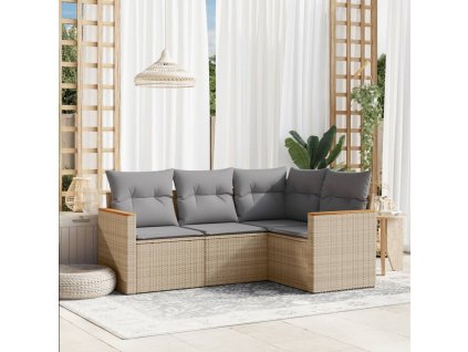 vidaXL 4-dielna záhr.sedacia súprava s vankúšmi mix béžovej polyratan