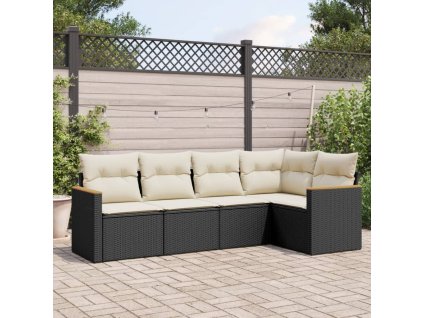 vidaXL 5-dielna záhradná súprava pohoviek s vankúšmi čierna polyratan