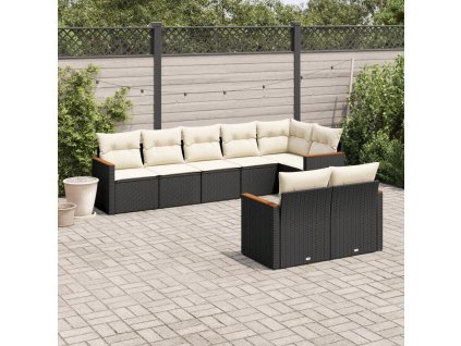 vidaXL 8-dielna záhradná sedacia súprava s podložkami polyratan čierna