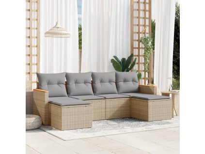 vidaXL 6-dielna záhr.sedacia súprava s vankúšmi mix béžovej polyratan