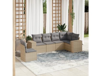 vidaXL 6-dielna záhradná súprava pohoviek s vankúšmi béžová polyratan