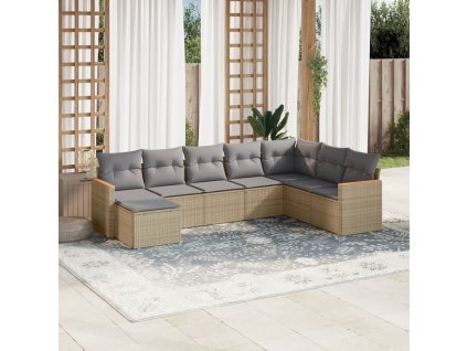 vidaXL 8-dielna záhr.sedacia súprava s vankúšmi mix béžovej polyratan