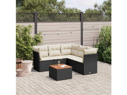 vidaXL 6-dielna záhradná súprava pohoviek s vankúšmi čierna polyratan