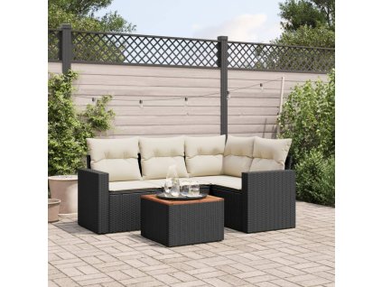 vidaXL 5-dielna záhradná súprava pohoviek s vankúšmi čierna polyratan