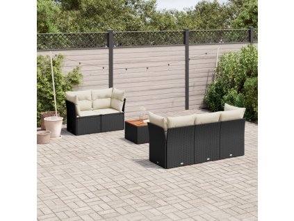 vidaXL 6-dielna záhradná súprava pohoviek s vankúšmi čierna polyratan