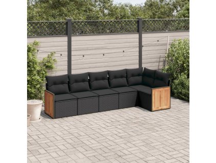 vidaXL 6-dielna záhradná súprava pohoviek s vankúšmi čierna polyratan