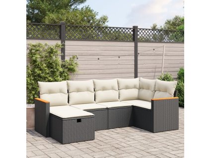 vidaXL 6-dielna záhradná súprava pohoviek s vankúšmi čierna polyratan