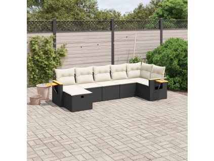 vidaXL 7-dielna záhradná súprava pohoviek s vankúšmi čierna polyratan