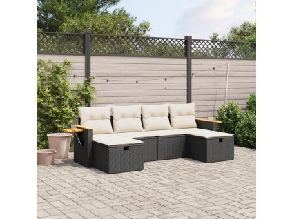 vidaXL 6-dielna záhradná súprava pohoviek s vankúšmi čierna polyratan